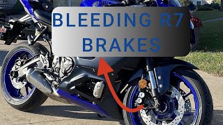 HOW TO BLEED FRONT BRAKES  YAMAHA R7 [upl. by Zoa]