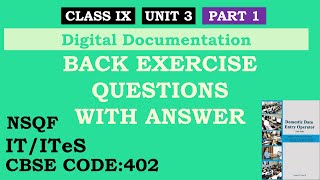 Class IX IT 402 UNIT 3 Question Answers  Digital Documentation [upl. by Nugent58]