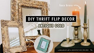 DIY THRIFT FLIP Antique Gold Decor Testing Techniques and Paints  XO MaCenna [upl. by Cheslie]