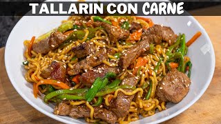 Tallarines con CARNE Teriyaki  Abelca [upl. by Hairej]