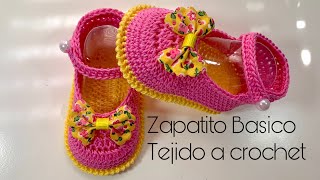 Zapatito Basico Tejido a crochet  03 meses  paso a paso  Basic crochet baby shoe 03 months [upl. by Coltson848]