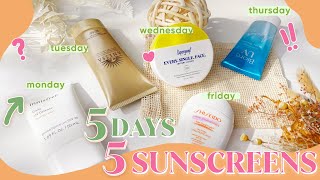 5 NEW sunscreens over 5 DAYS ☀️ finding the best everyday sunscreen 2022 [upl. by Eel]