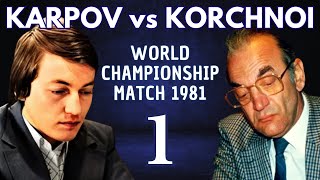 Viktor Korchnoi vs Anatoly Karpov  World Championship Match 1981  Round 1 [upl. by Siesser]