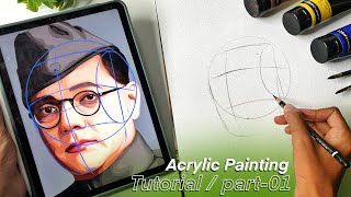 How to Draw NETAJI SUBHASH CHANDRA BOSE with Acrylic Colour  Outline Tutorial step by step [upl. by Llirred617]