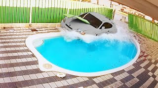 Car Crashes into Pool [upl. by Arze]