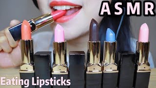 ASMR EATING EDIBLE LIPSTICKS Chocolate ASMR  먹는 립스틱 리얼사운드 먹방  食用口紅を食べる  asmr edible  咀嚼音  Abbey [upl. by Dupuy]