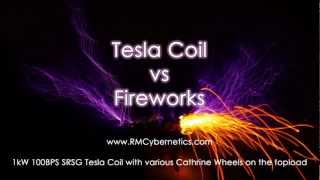 Tesla Coil vs Fireworks [upl. by Eiramanel]