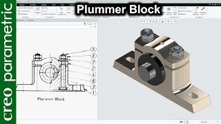 Plummer block assembly in Creo Parametric [upl. by Katrina]