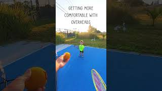 Toddler practicing overheads💪🎾 youngathletes tennis toddlerlearning serve [upl. by Ailev]