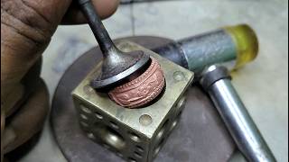 Beautiful copper ring making process  How to make a new copper ring [upl. by Ayrotal311]