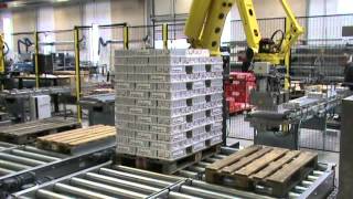 Fully automatic robot palletizing system [upl. by Aeirdna]