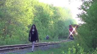 Strange Ottawa Girl walks along tracks on CN RAIL as a train approaches Ottawa trains [upl. by Zetta]