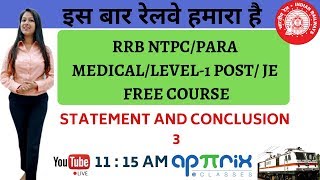 1115 AM  CLASS 12  RRB NTPCJE  REASONING BY SONAL MAAM  STATEMENT  3 [upl. by Junina875]