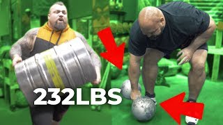 LIFTING THE UNLIFTABLE DUMBBELL  KEG RUN  EDDIE HALL [upl. by Ardnek]