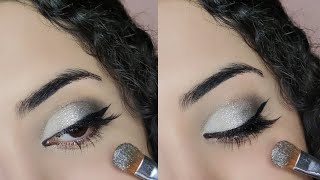 Soft Smokey Grey Cut Crease Eye Makeup Tutorial with Glitter 🖤🐘STEP BY STEP [upl. by Sirenay961]