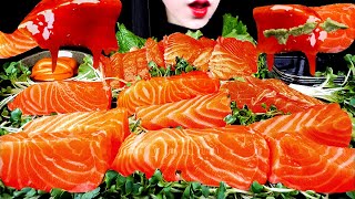 ASMR RAW SALMON ONION CREAM SAUCE BULDAK BULDAK MAYO 연어회 먹방 불닭 SALMON SASHIMI SEAFOOD MUKBANG [upl. by Hulbert]