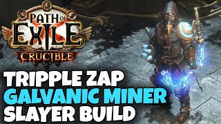 POE 321 Tripple Zap Galvanic Arrow Miner Slayer  Crucible Exclusive Unique Build Overview [upl. by Emelina258]