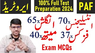 PAF AEROTRADE full test preparation video 2024  Intelligence Physic English Math [upl. by Anaik862]