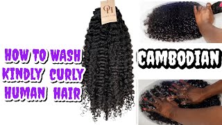 HOW TO PROPERLY WASH HUMAN KINKY CURLY HAIR WEFT  Ft ONDIBU HAIR [upl. by Season]