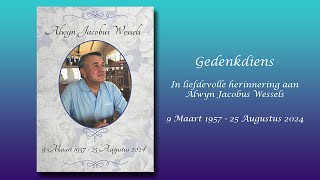 Gedenkdiens in liefdevolle herrinering aan Alwyn Jacobus Wessels [upl. by Leinnad656]