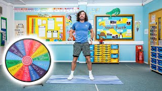 8 Minute SPIN THE WHEEL Kids Workout  The Body Coach TV [upl. by Bernardina]