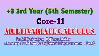 Multivariate Calculus  5th Semester  Core11  Partial Differentiability  Unit1 [upl. by Leahplar229]