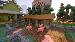 🐷 Minecraft Pig Farm Ambience with Relaxing Music 🐷 [upl. by Nnaitak]