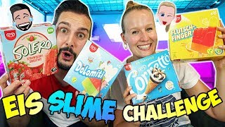 EIS SLIME CHALLENGE Lieber Eis essen oder Schleim mischen Wählen Kathi amp Kaan das richtige Eis [upl. by Annawek]