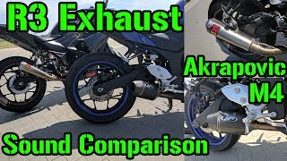 Yamaha R3 Exhaust Comparison Akrapovic vs M4 [upl. by Fryd]