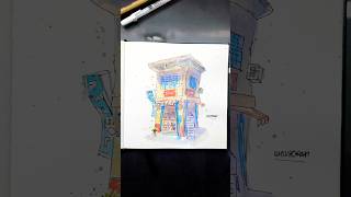 Urban Sketching Quick and easy watercolorpainting urbansketch shop art artist shorts [upl. by Goode]