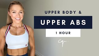 1 Hour UPPER BODY amp UPPER ABS WORKOUT at Home  Day Two of Five [upl. by Annawot]