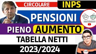 AUMENTO PIENO PENSIONI ⚠️CIRCOLARE INPS RIVALUTAZIONE 81 AUMENTO DEFINITIVO 2023 ➜ TABELLA NETTI [upl. by Nysila]