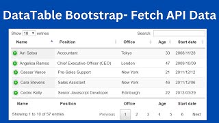 DataTable Bootstrap 5  Fetch API data and Display in DataTable using JavaScript [upl. by Inna482]