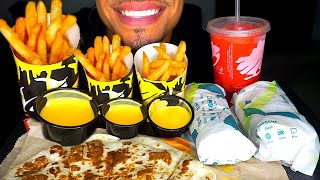 ASMR TACO BELL BURRITOS QUESADILLA NACHO CHEESE FRIES MUKBANG FREEZE TALKING REVIEW EATING CHALLENGE [upl. by Boyce]