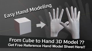 Easy Modeling Hand in blender free hand model sheet  blender tutorial [upl. by Fernandes574]