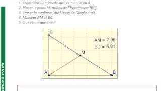 4ème  TRIANGLE RECTANGLE ET CERCLE  Médiane issue de langle droit [upl. by Chrissa]