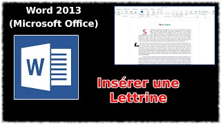 Tuto Insérer une lettrine Word 2013 [upl. by Edra375]