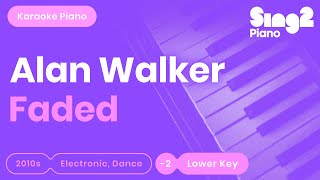 FADED Lower Key  Piano karaoke demo Alan Walker [upl. by Keriann]