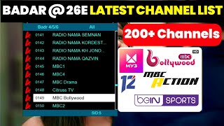 Badar  26E Latest Channel List  26E Blind Scan [upl. by Suivatco]