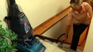 Hoover SteamVac Cleaning Upholstery amp Carpeted Stairs F5915900 [upl. by Rebmit]