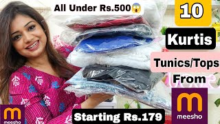 10 Meesho KurtiShort Kurti Haul Under Rs500😀Coord Set Jacket Crop Top Rs179 Meesho Haul [upl. by Nnasor]