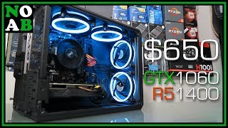 Building a 650 Gaming PC Ryzen 5 1400  GTX 1060 Mixed NewUsed Parts [upl. by Ellennod]