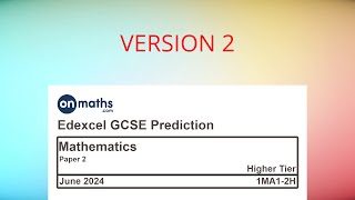 UPDATED June 2024 Predicted Maths GCSE Paper 2 Edexcel Higher Paper 2 Calculator Exam 1MA12H [upl. by Graybill285]