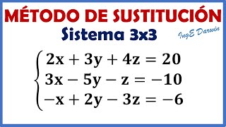 Método de Sustitución  Sistema de Ecuaciones Lineales 3x3  Ejercicio 1 [upl. by Beasley]