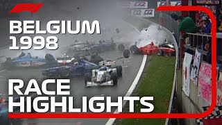 1998 Belgian Grand Prix Race Highlights  DHL F1 Classics [upl. by Gnuhp]