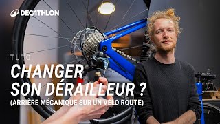 TUTO  Comment changer le dérailleur arrière mécanique sur votre vélo route  🚲 I Decathlon [upl. by Annaehr753]