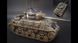 M4A3E8 Sherman Easy Eight Fury Tank 135 Scale Model Armor Kit Build Review Weathering Italeri 6529 [upl. by Edroi]