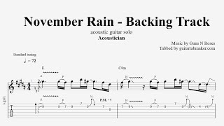 Acoustician  November Rain solo  guitar backing track  acoustic rhythm guitar chords [upl. by Saul326]