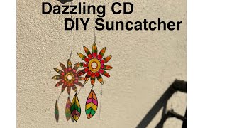 DIY Suncatcher craft Disc Craft DIY SUNCATCHER TUTORIALCreative home decor Recycled CD ART [upl. by Ecidnac555]