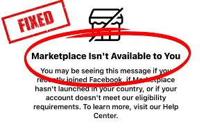 How to Fix Facebook Marketplace Isnt Available to You 2024 [upl. by Dnalyk]